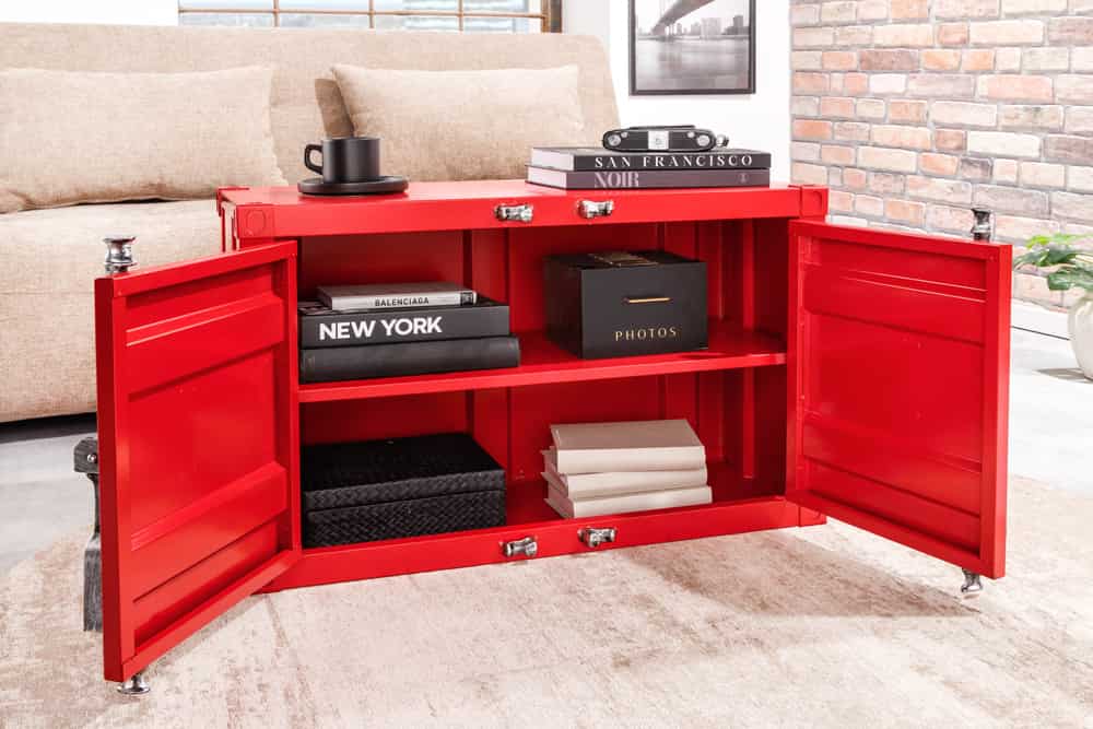 Container-Schrank GLOBETROTTER 80cm rot Metall Aktenschrank mit Flügeltüren