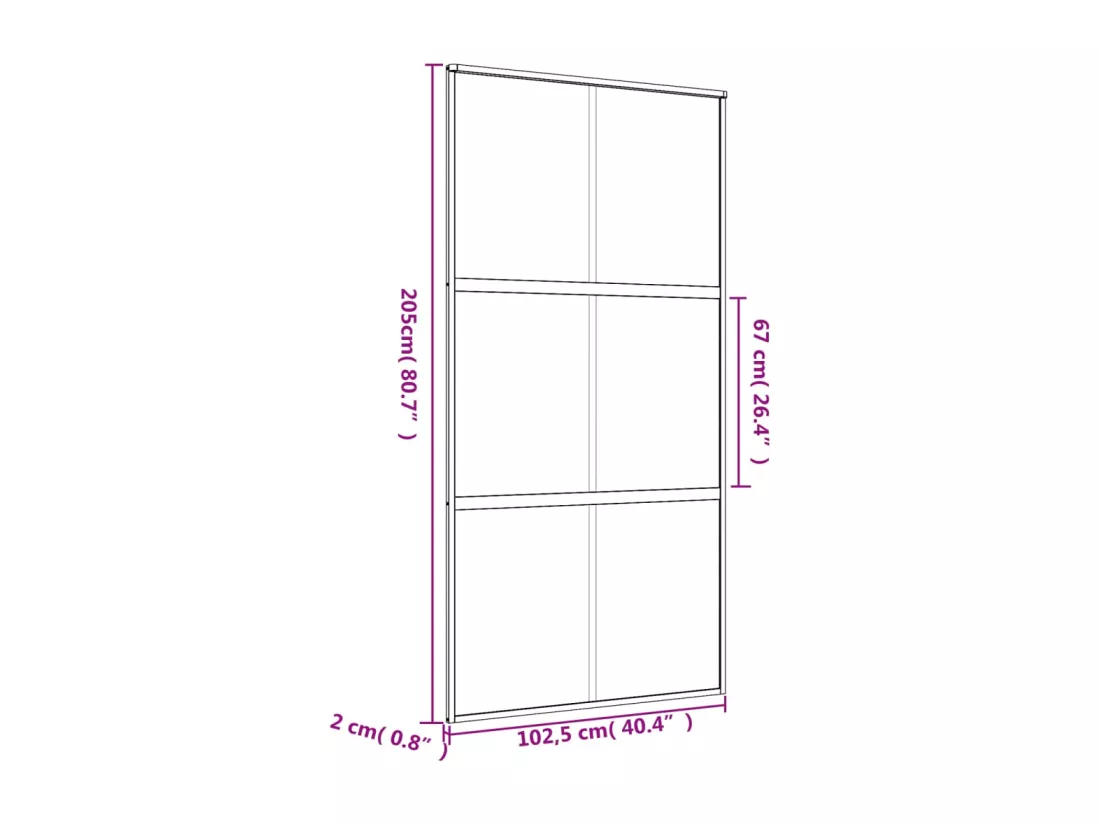 Porte coulissante doré 102,5x205 cm verre ESG dépoli aluminium