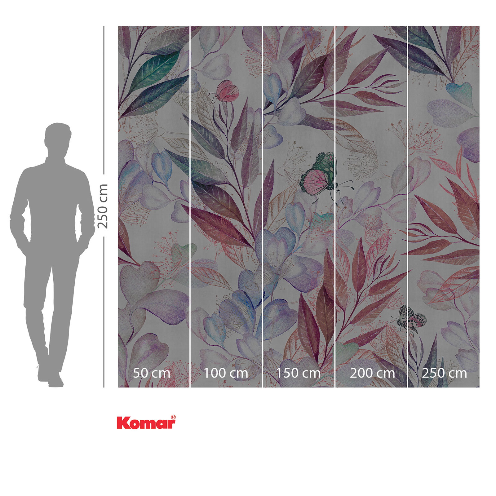 Vlies-Fototapete EUCALYPTUS - rot-blau-grün - 250x250 cm