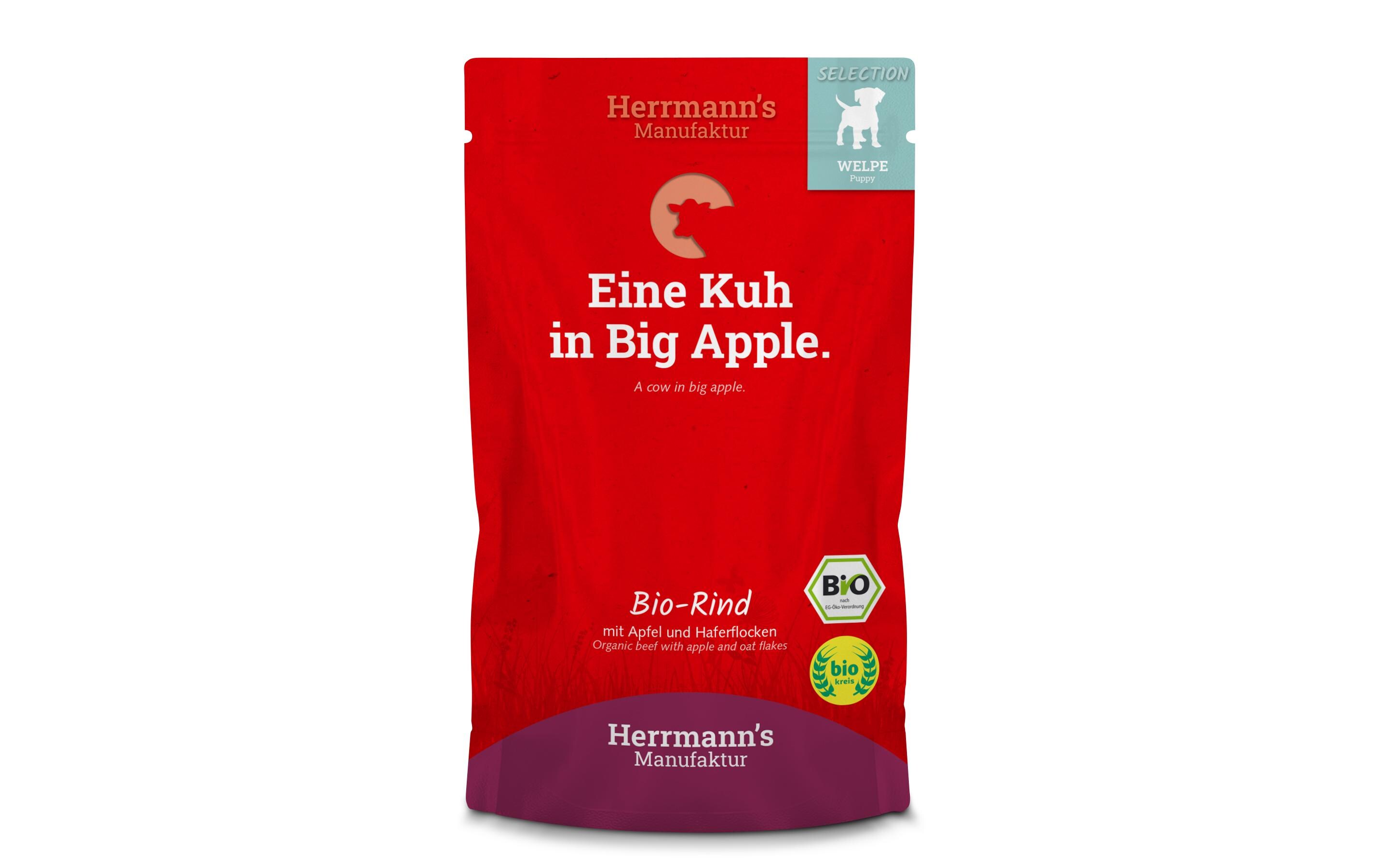Nassfutter Welpe Bio Rind mit Apfel und Haferflocken,15x150gErgänzungsnahrung für Welpen