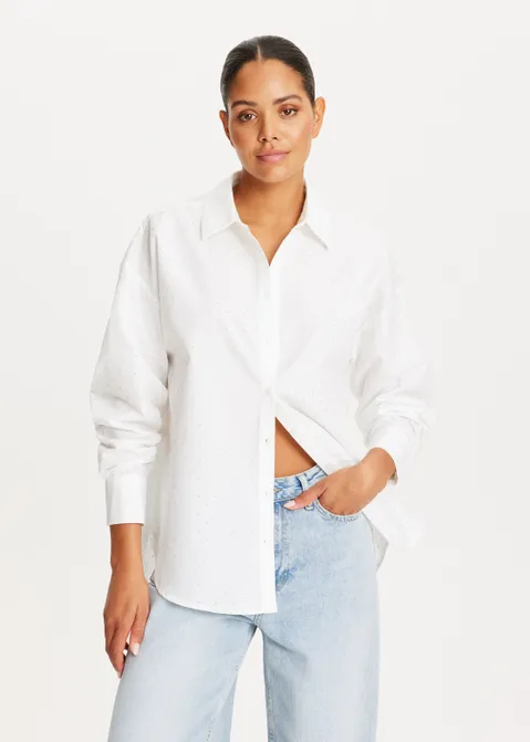 Blouse met strass details wit (WIT)