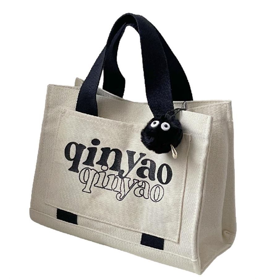 BANGGIRL - Set: Canvas schoudertas met belettering + tasbedel