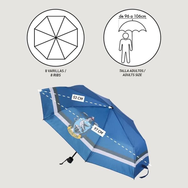 Foldbar Paraply Harry Potter Ravenclaw Blå 53 cm