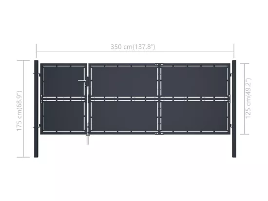 Portail de jardin Acier 350 x 125 cm Anthracite