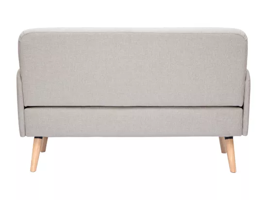 Canapé scandinave 2 places en tissu effet velours texturé beige et bois clair ISKO