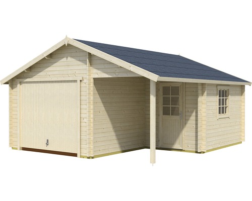 Enkele garage Nevis met kanteldeur, 500 x 550 cm, natuurlijke afwerking