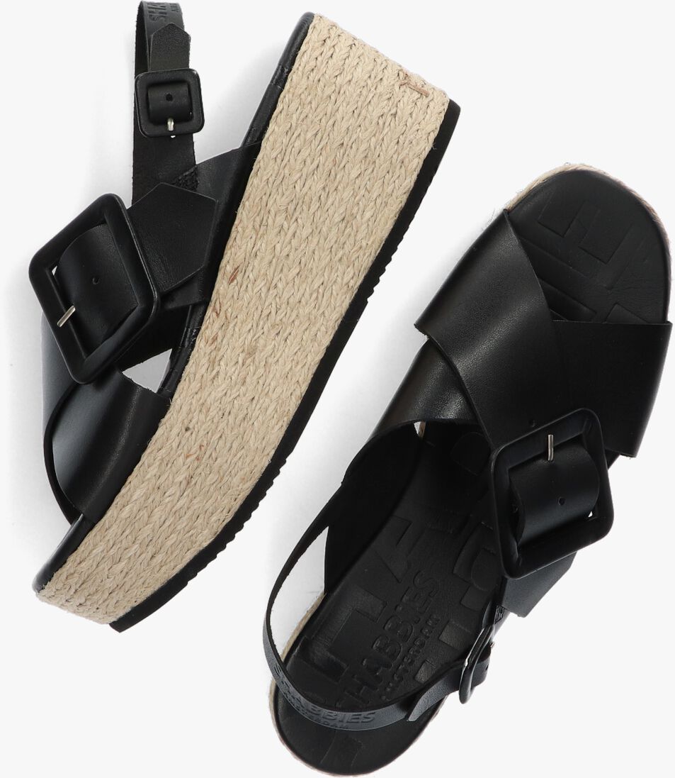 zwarte shabbies platte sandalen 154020009