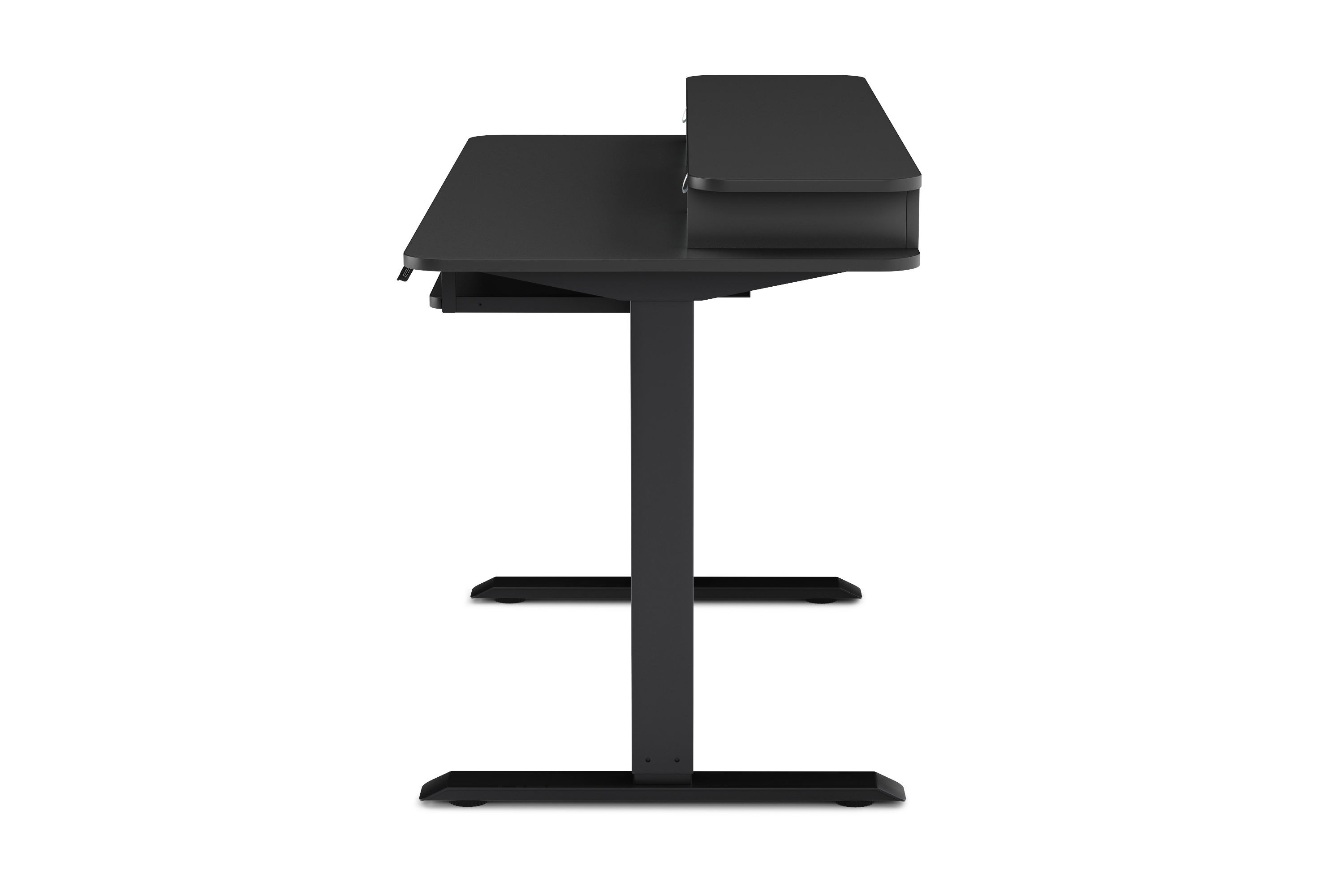 Stehpult elektrisch mit Ablage + Tastaturfach schwarz 120 x 60 cm