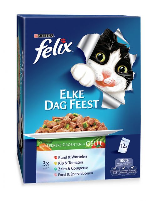 Felix Multipack Maaltijdzakjes Elke Dag Feest 100 g - Kattenvoer