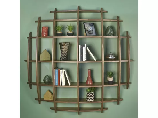 Etagère murale Demi lune panneaux de fibres plaquage noyer DEVA
