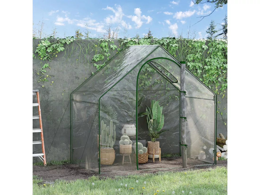 Serre de jardin balcon terrasse serre pour tomates 1,8L x 1l x 1,68H m acier PE imperméable transparent