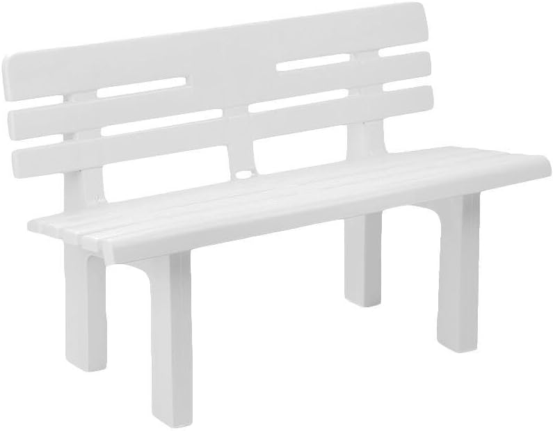 Dmora - Außenbank Marinella, Monoblock-Gartenbank, Außenbank, 100% Made in Italy, 110 x 52 x 71 cm, Weiß