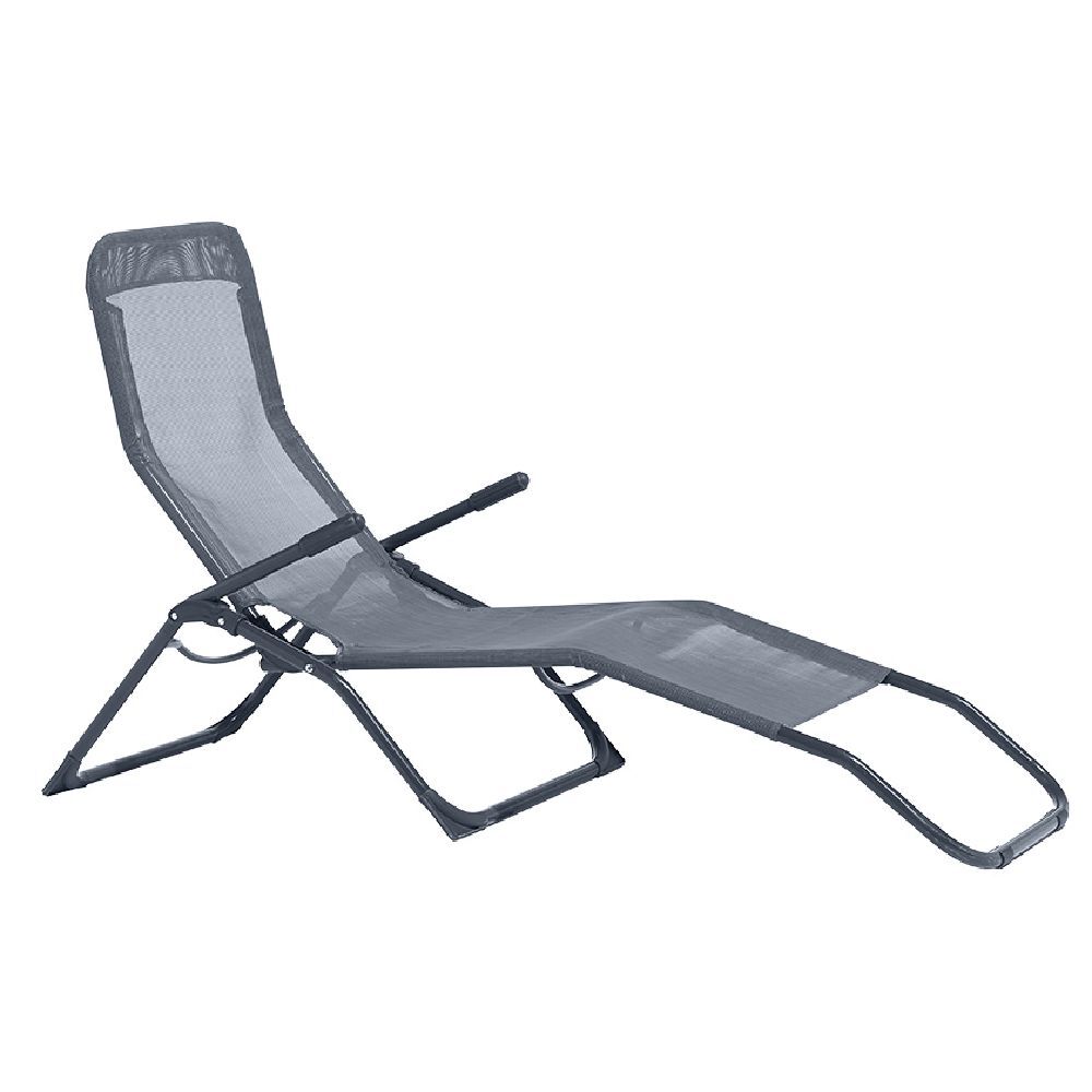 Bain de soleil transat Playa pliant 2 positions gris 139x99xH60cm