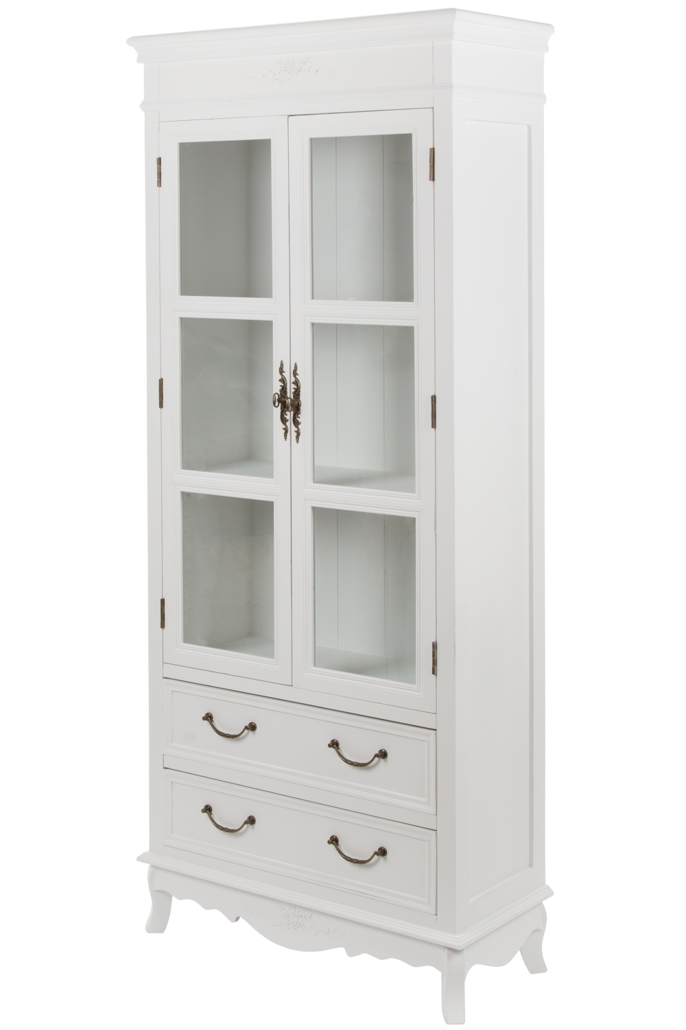 Vitrine ELEGANCE - weiß antik - 2 Glastüren - 177 cm hoch