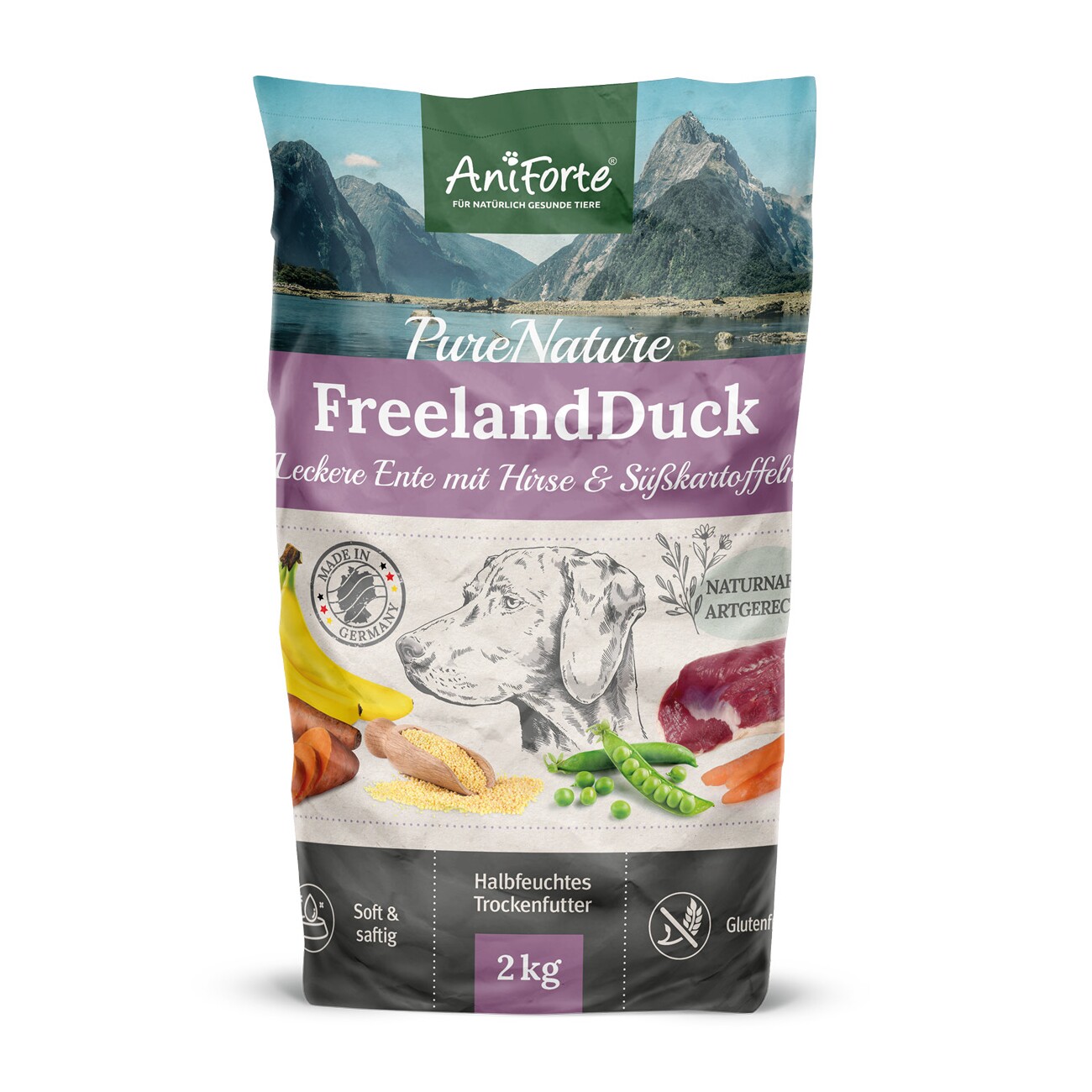 AniForte Trockenfutter FreelandDuck - Leckere Ente mit Hirse 2 kg
