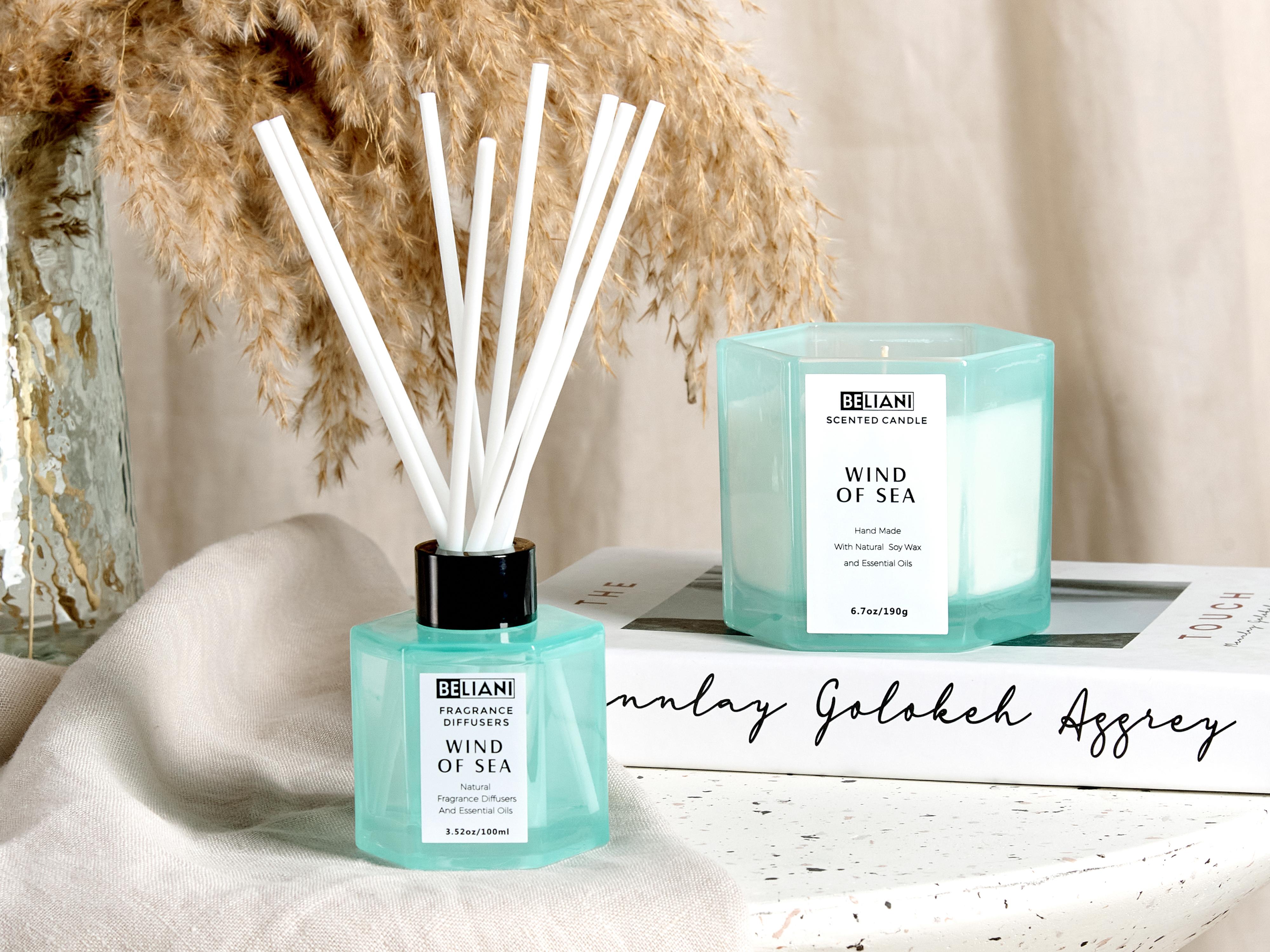 Geurkaars met geurstokjes CLASSY TINT Soja wax Frisse geurnoten