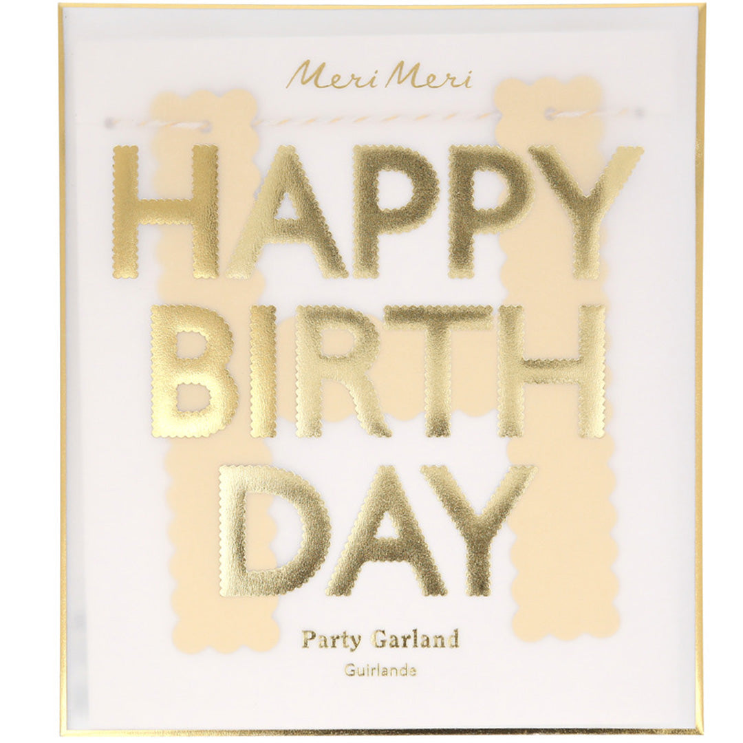 Meri meri slinger happy birthday - goud