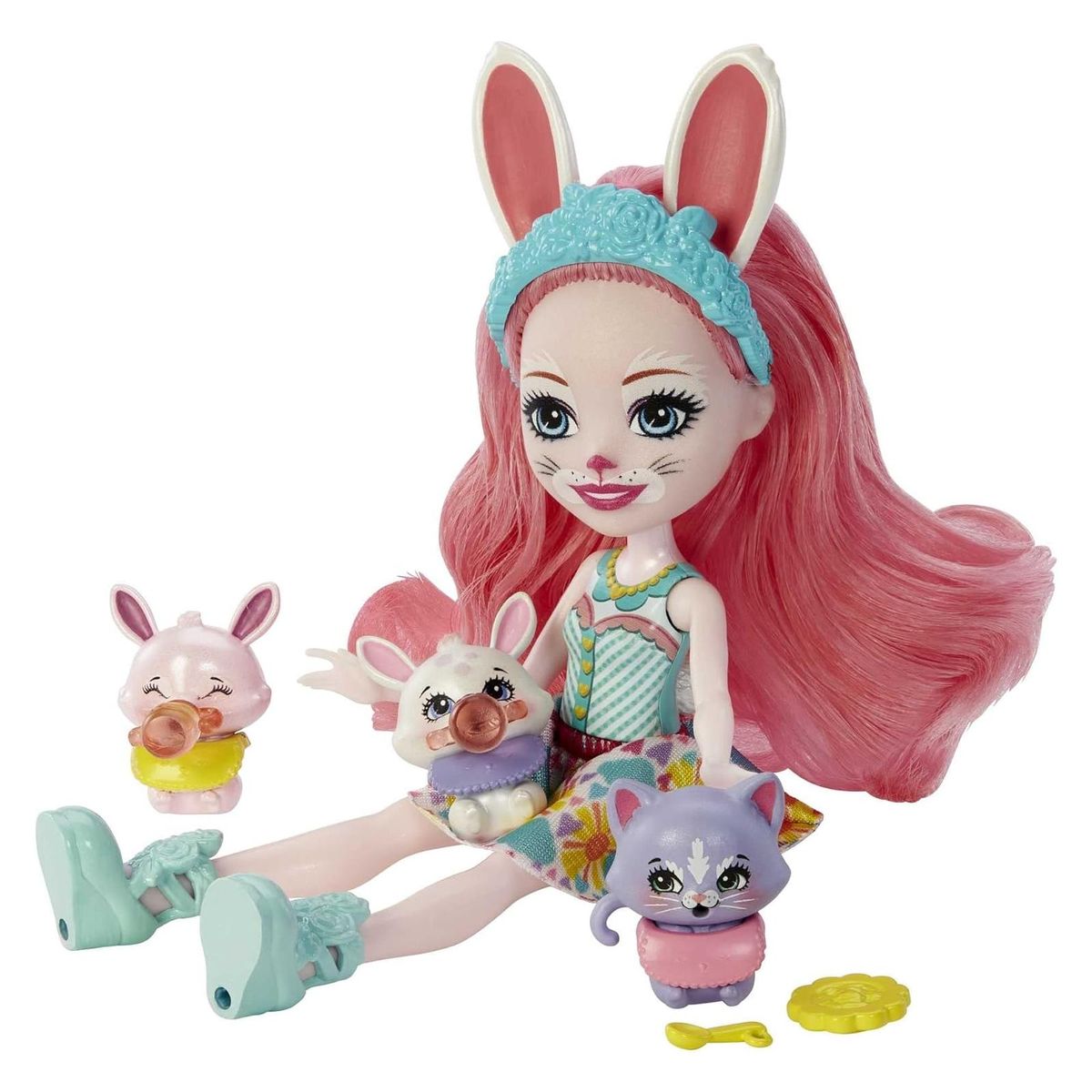 Mattel HLK85 - Enchantimals - Baby Best Friends - Puppe 12 cm mit Tierfreund und 12 Überrachungen, Bree Bunny & Twist