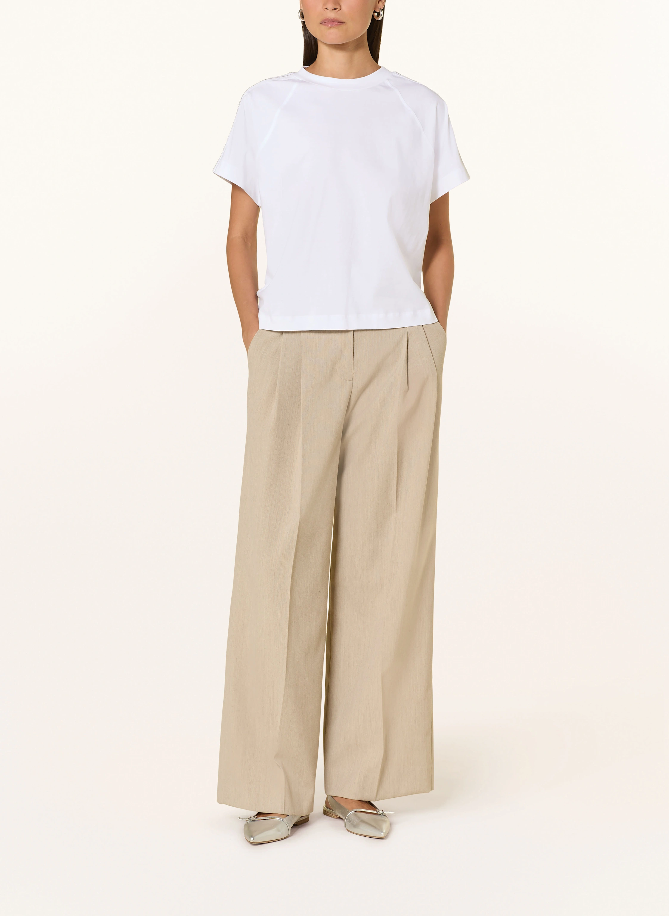 PESERICO T-Shirt mit Schmuckperlen