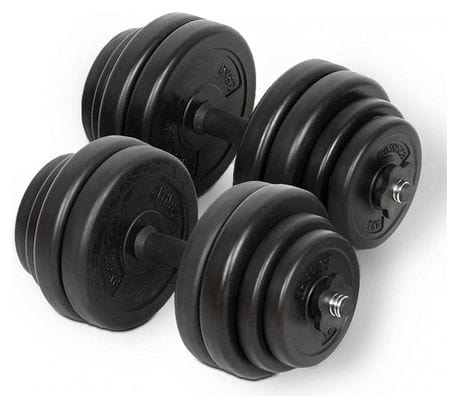 Haltère poids de musculation 30 kg avec revêtement en plastique 2 barres courtes en acier et 4 fermoirs en forme d étoile en plastique disques pour fitness set d'haltères courts 01_0000208