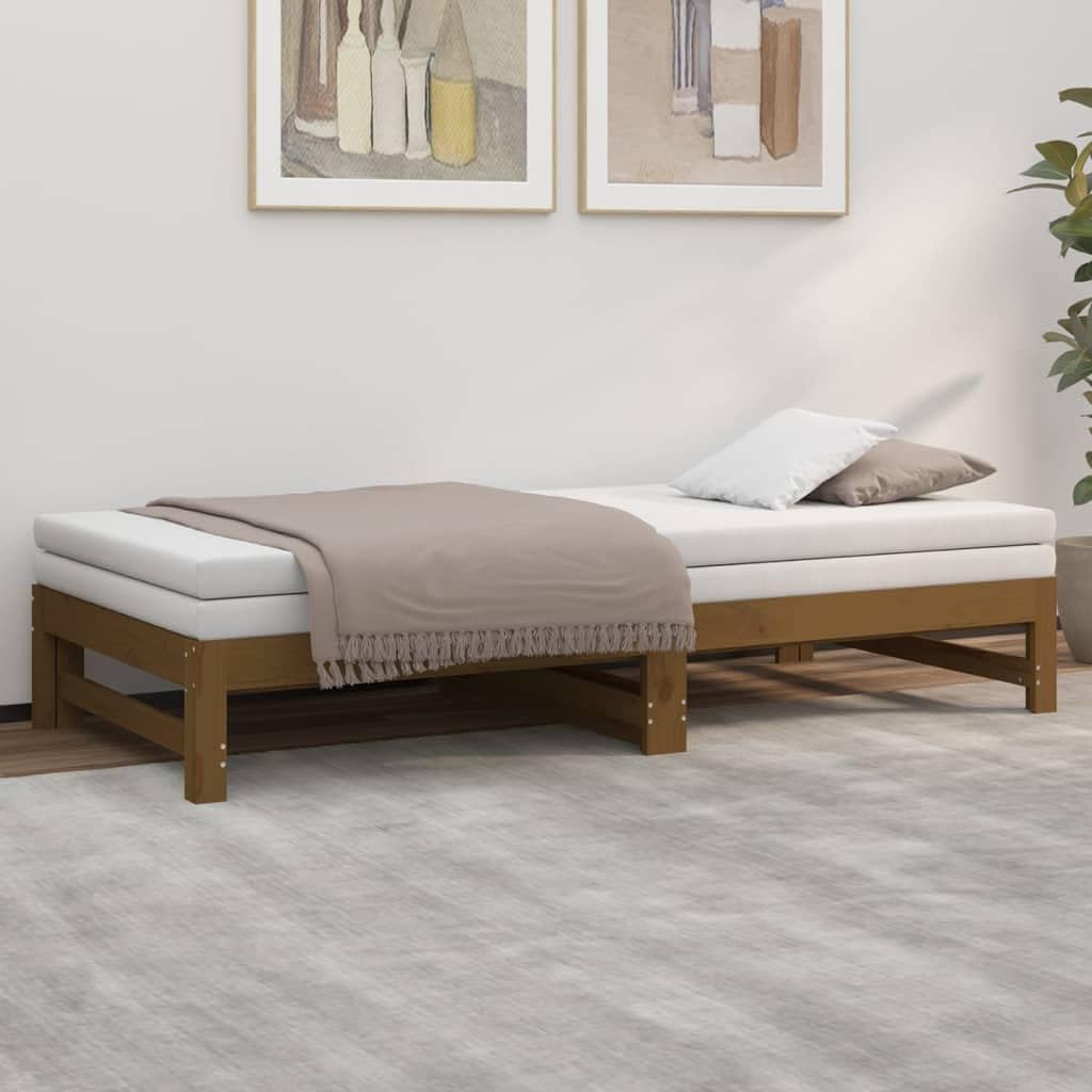vidaXL Tagesbett Ausziehbar Honigbraun 2x(90x190) cm Massivholz Kiefer