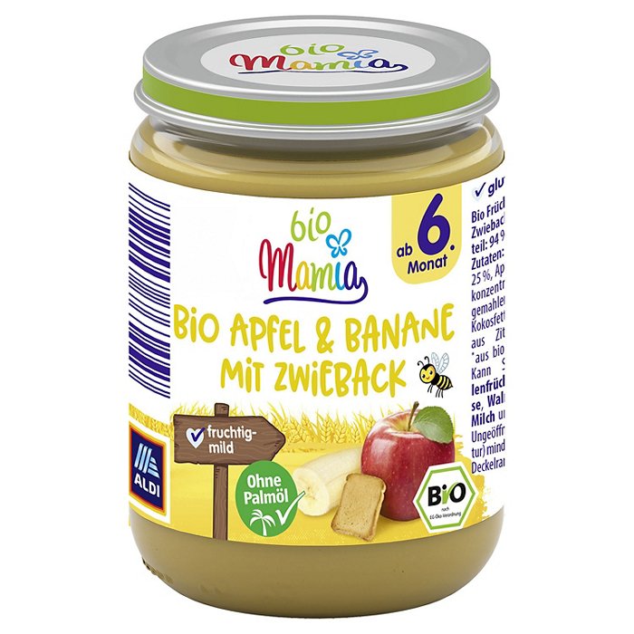 MAMIA BIO Bio-Früchte & Getreide 190 g, Apfel-Banane-Zwieback