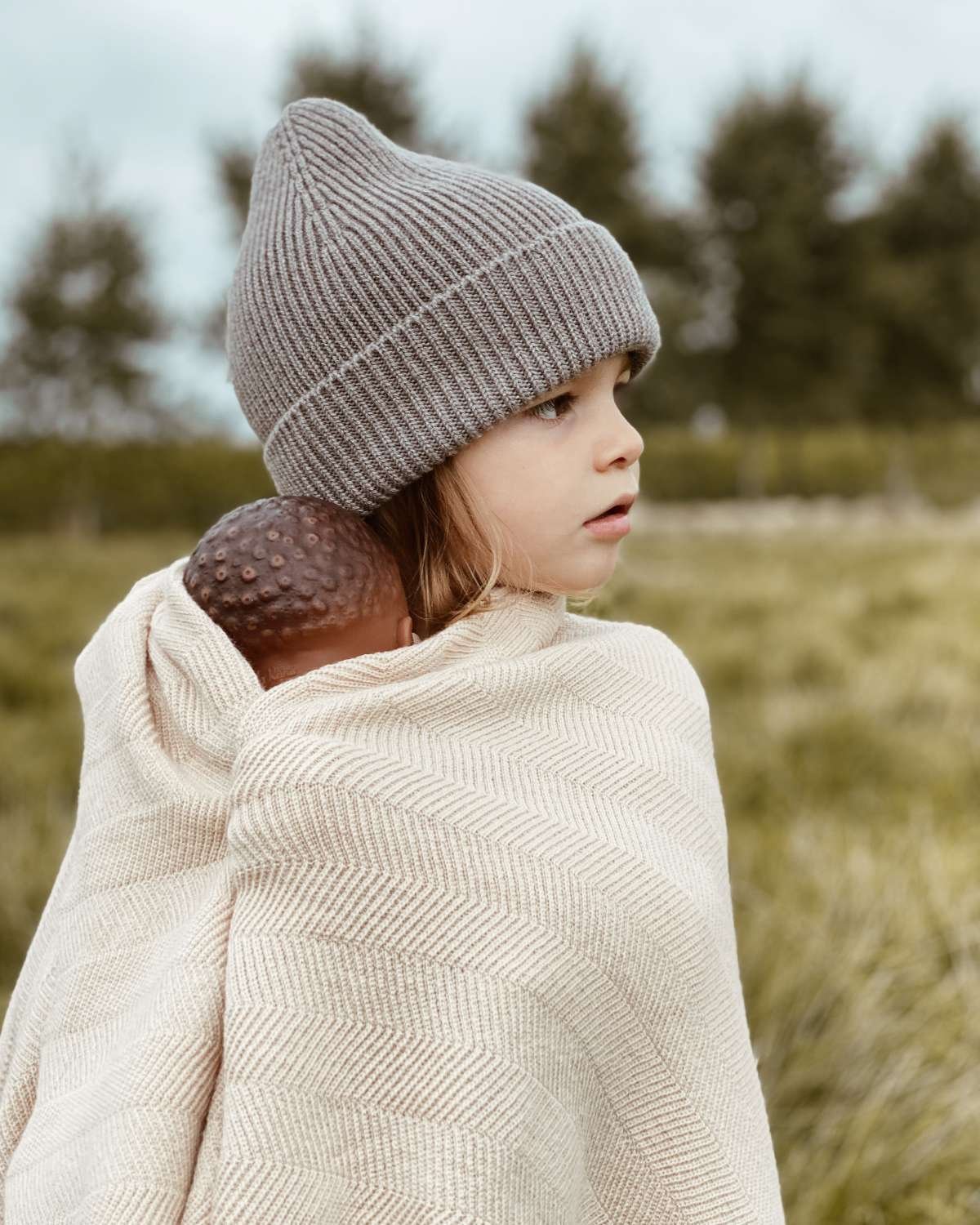 Ull Beanie barn – 100% Merino, Ubehandlet | Ribb lue Fonzie