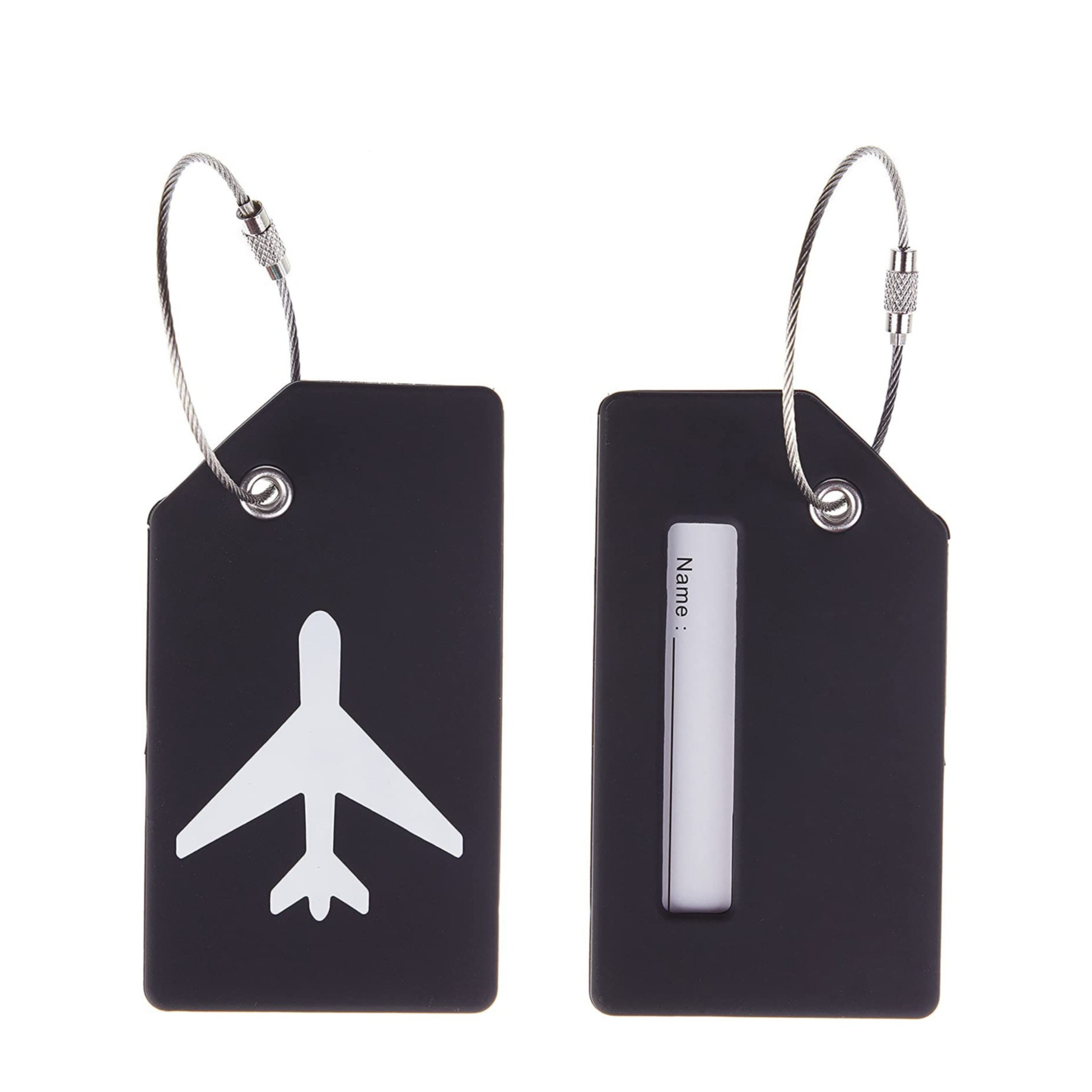 (5er Set) Silikon Kofferanhänger Gepäck Etiketten Luggage Tag mit Adressschild - Schwarz