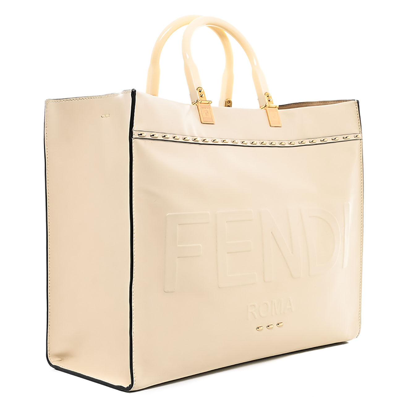 Fendi Sac cabas Sunshine Medium en Cuir Veau beige - Très bon état - L.36 cm