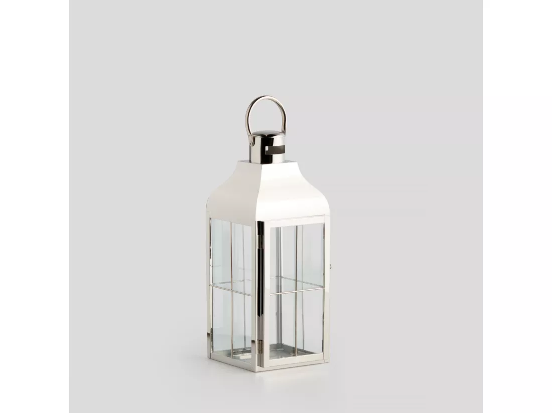 Lanterne Carloso argent moyen 42 x 16 x 17