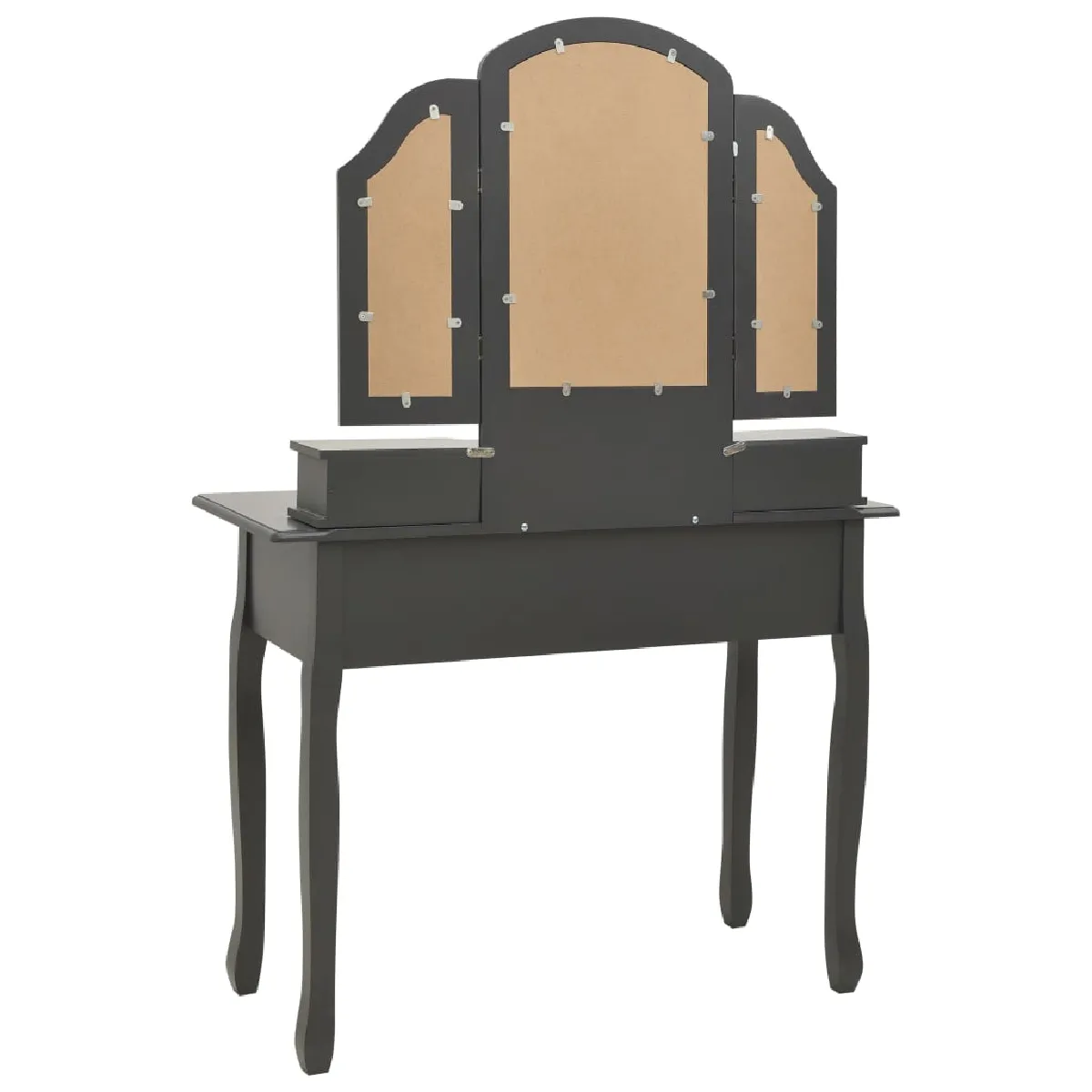 Coiffeuse Helloshop26 avec tabouret et miroirs - Gris