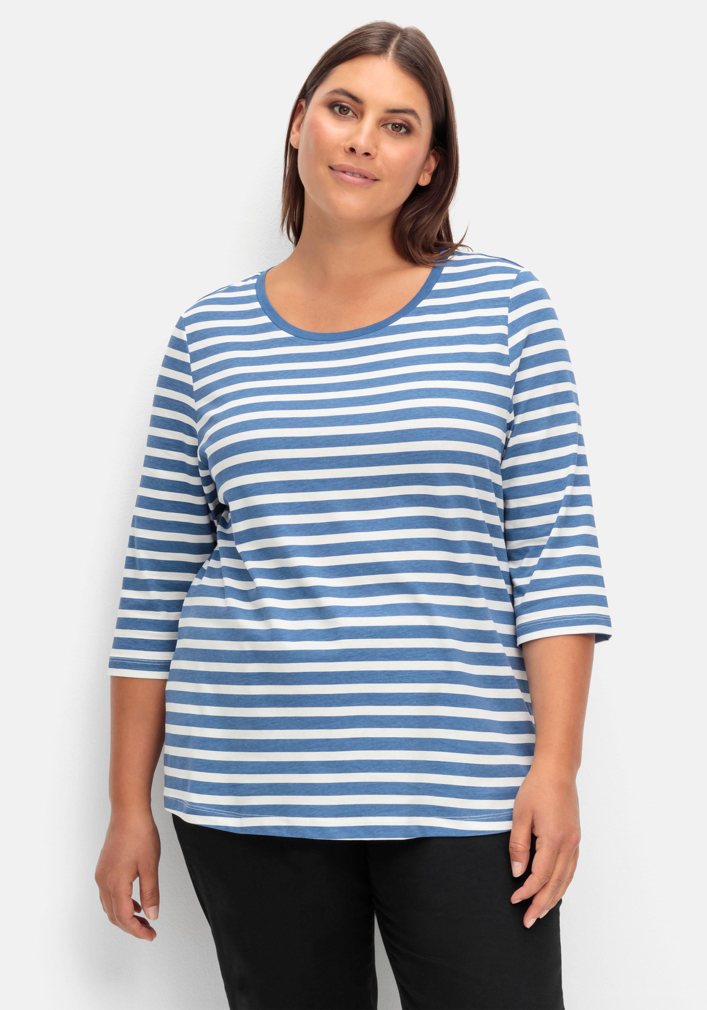 Ringelshirt mit 3/4-Arm, aus reiner Baumwolle