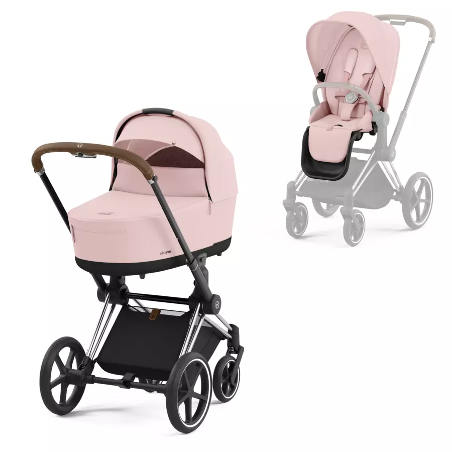cybex PLATINUM Kombikinderwagen New Priam Chrome Brown Peach Pink