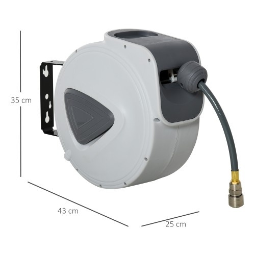 Carretel para mangueira de ar comprimido de 15 m, cinza