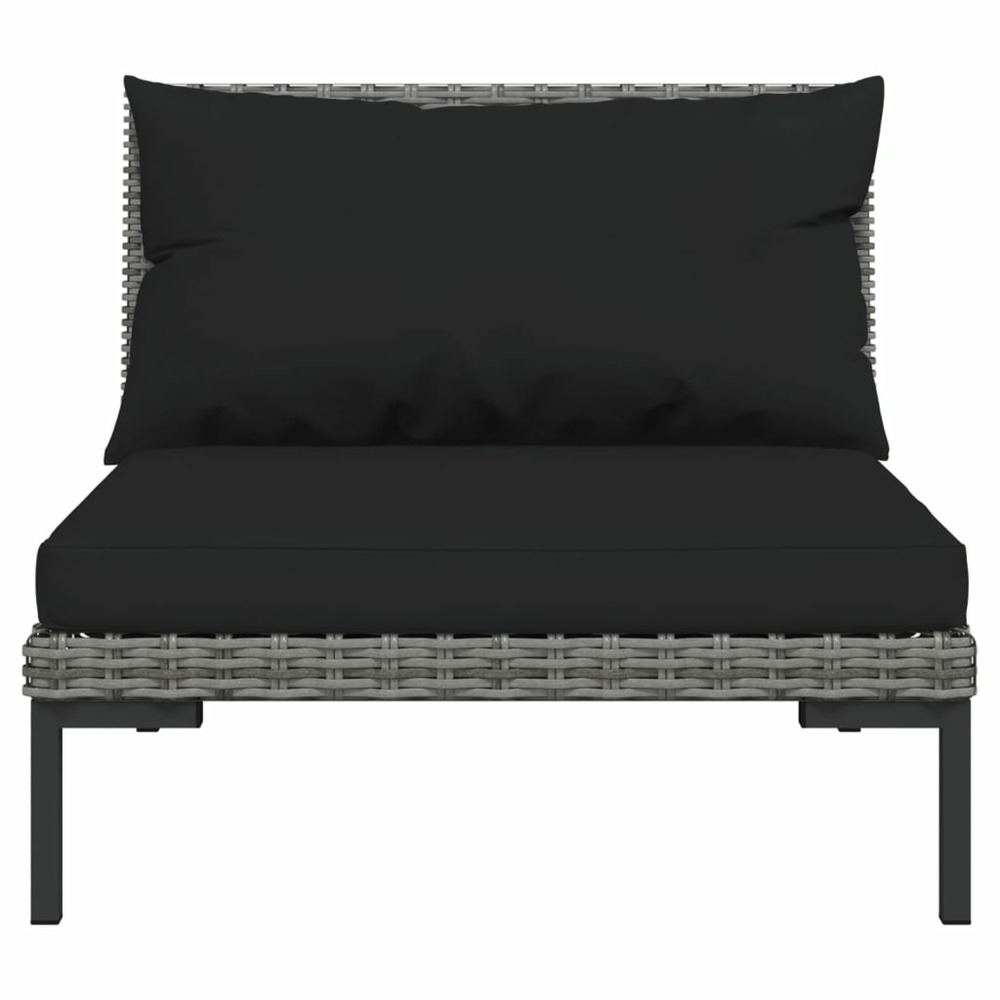 Salon de jardin meuble d'extérieur ensemble de mobilier 10 pièces avec coussins résine tressée gris foncé