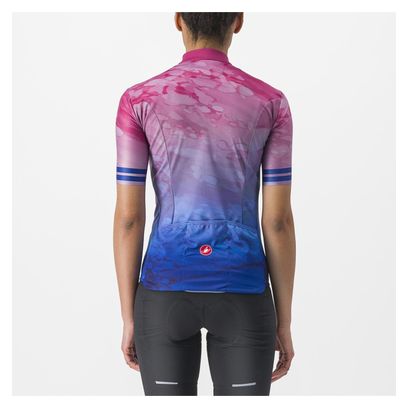 Maillot Manches Courtes Femme Castelli Marmo Multicolor Rose/Bleu