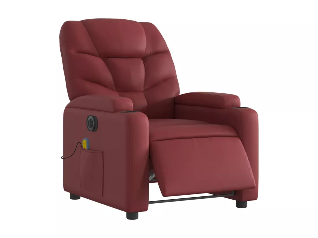 Fauteuil massant inclinable électrique rouge bordeaux