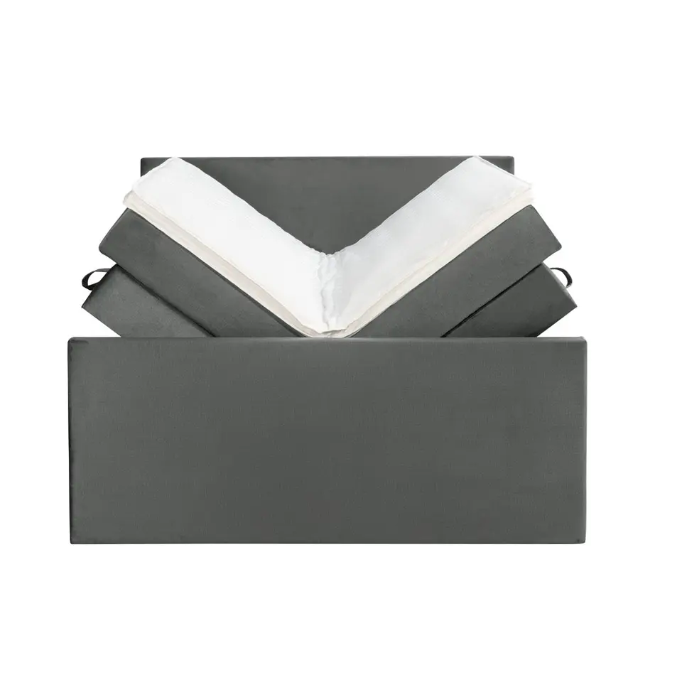 Boxspring met opbergruimte en voetbord Liv egaal - grijs - 180x200cm
