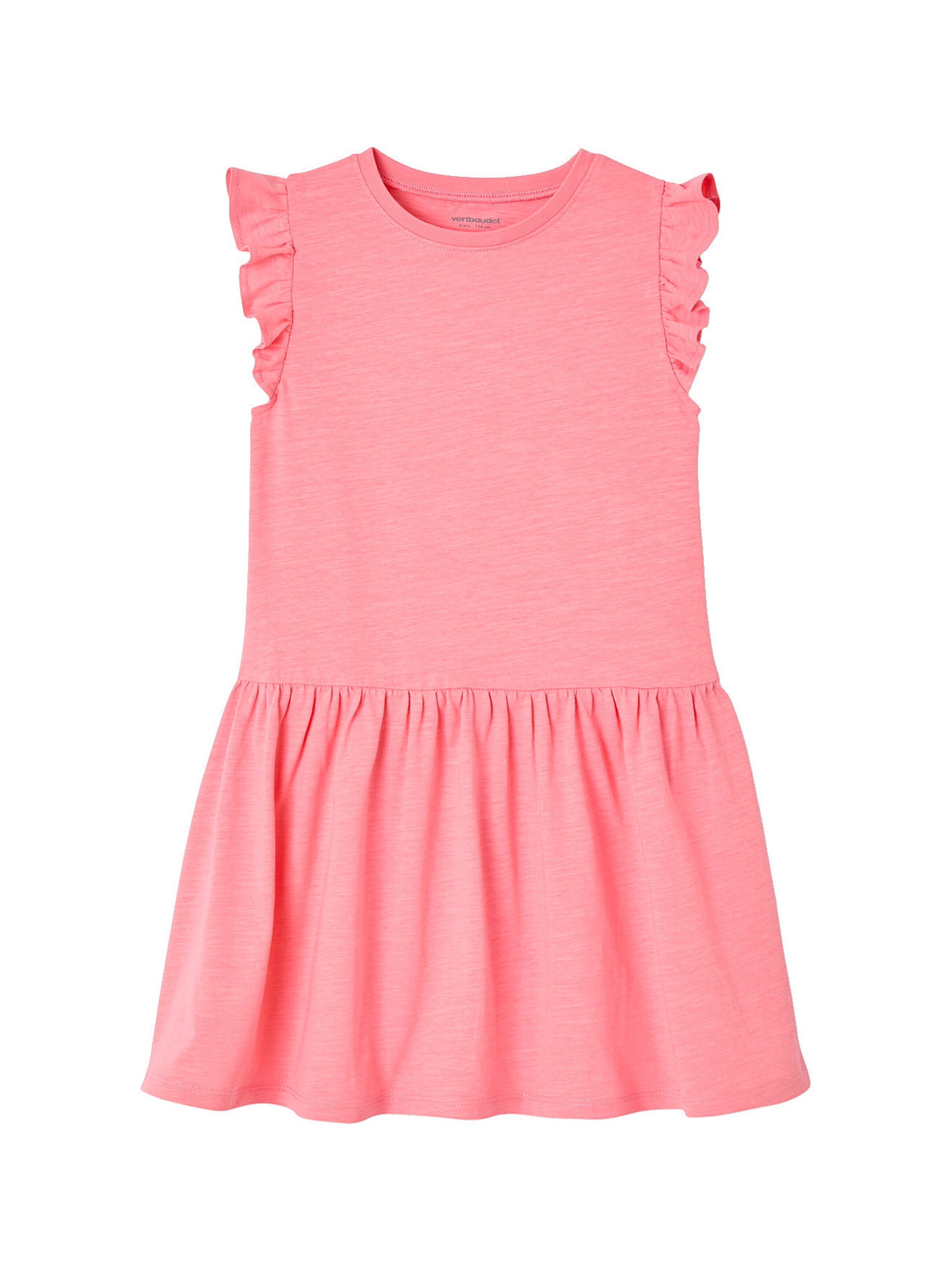 Vertbaudet Mädchen Kleid mit Volantärmeln Basic rosa