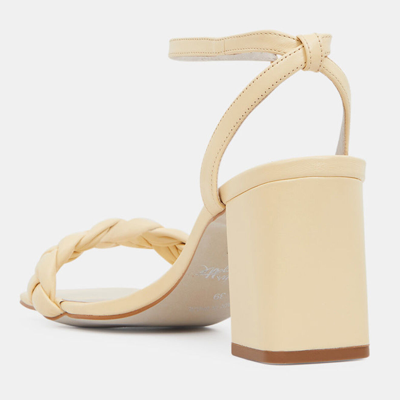 Galeries Lafayette Sandales en Cuir à bride tressée écrues - Talon 7 cm
