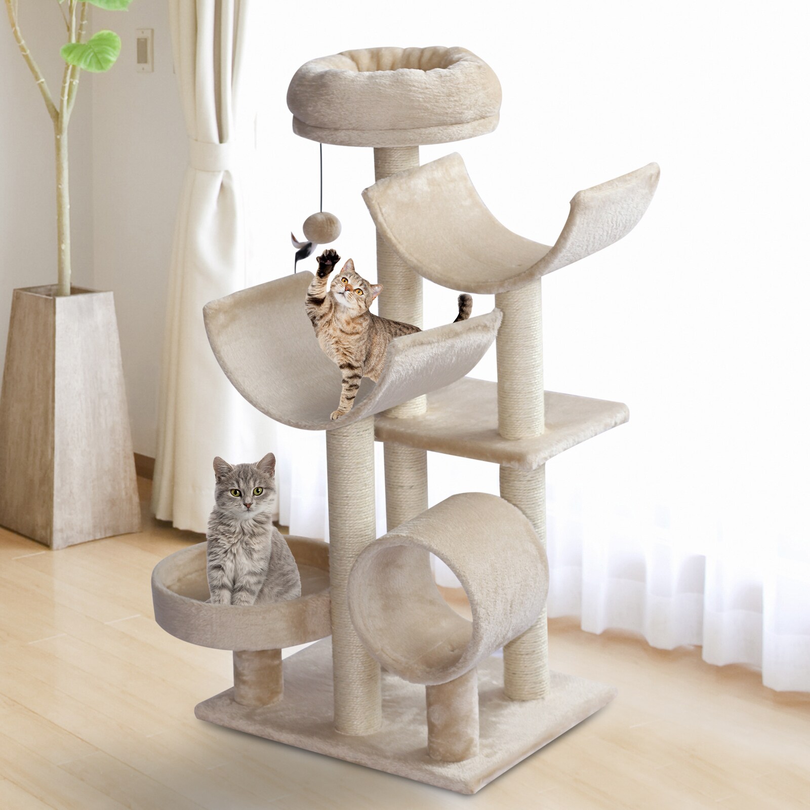 PawHut Katzen Kletterbaum beige 50 x 40 x 105 cm (LxBxH)