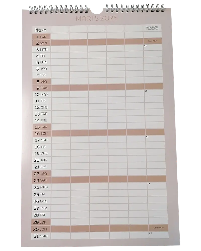 Familiekalender 2025 38,5 x 25 cm