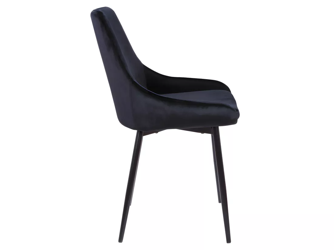 Lot de 6 chaises - Velours et métal noir - Noir - MASURIE