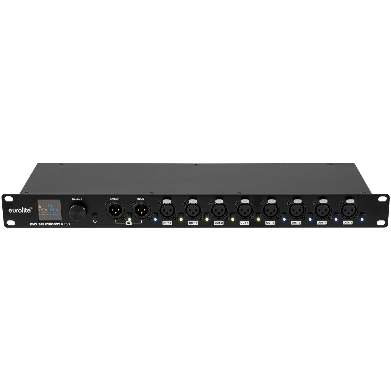 Eurolite DMX Split/Boost 8 PRO 3-pin met RDM ondersteuning en real-time DMX monitoring