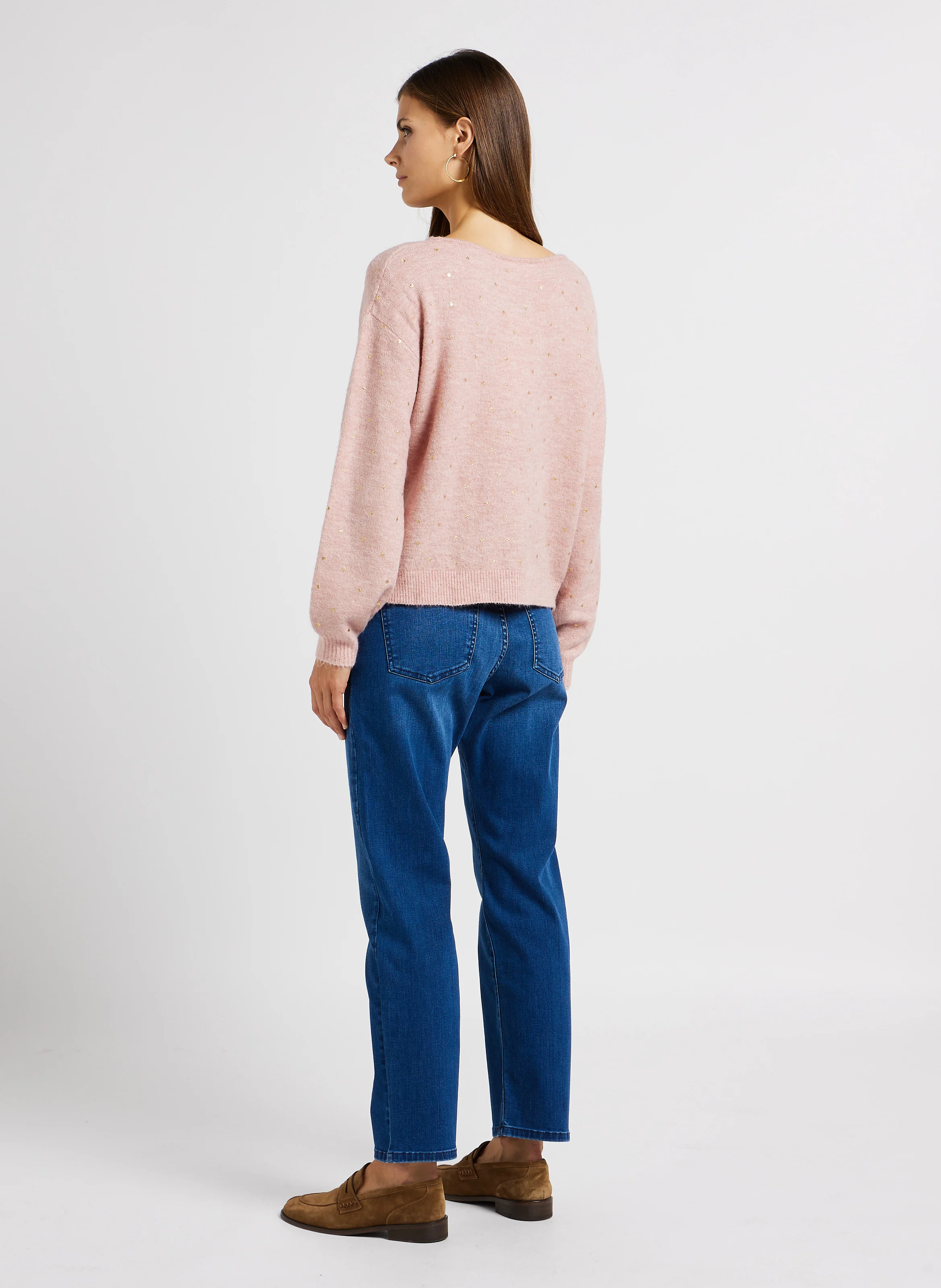 LOUANGE - Pull col bateau à pois | Rose