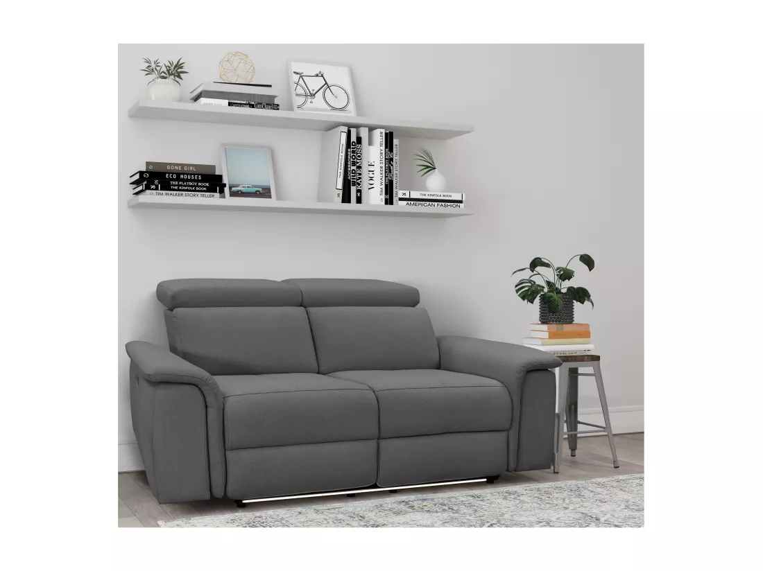 Pareli | Canapé 2 places avec fonction manuel en tissu anthracite