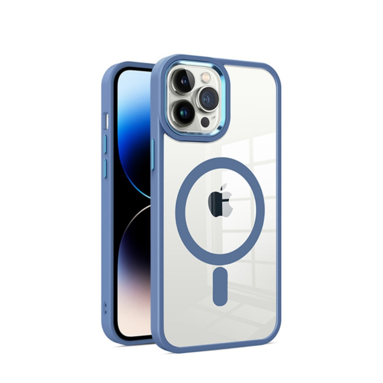iPhone 14 Pro Max MagSafe Hybrid Hardcase Hülle   TPU Bumper - Blau