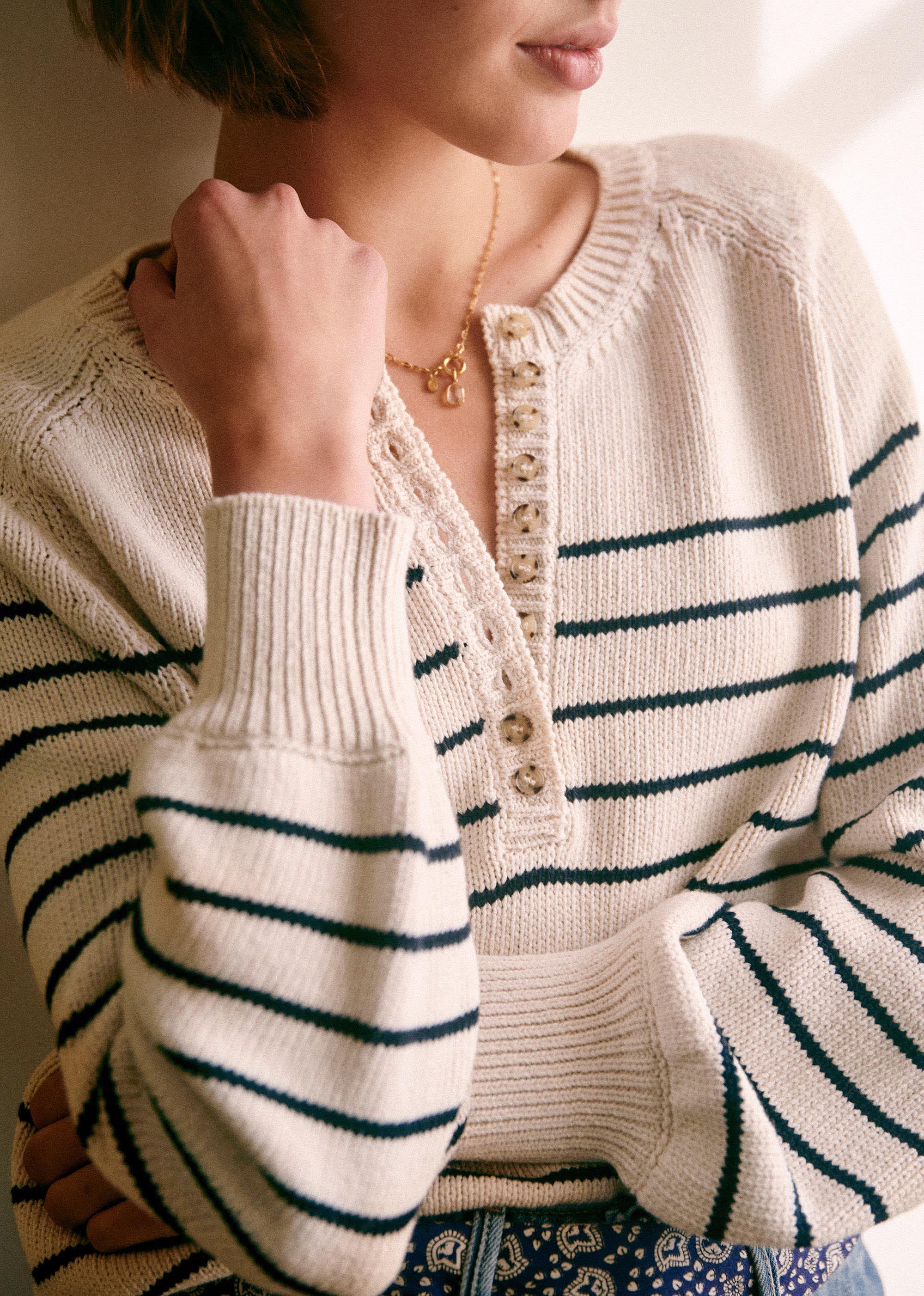 Pull Léontine - Ecru / Marine - E-SHOP/MAILLE 5905414
