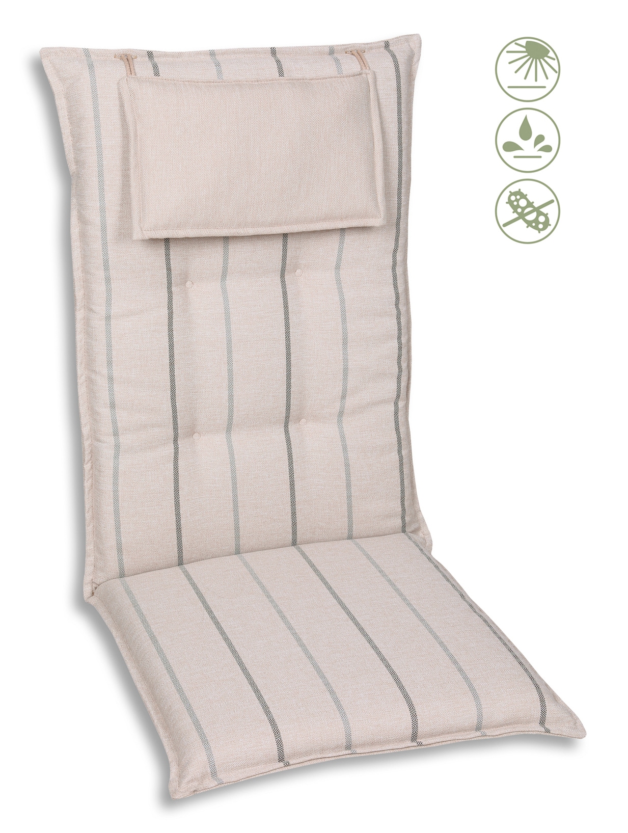 GO-DE Gartenstuhlauflage STRIPES 120/50/7 cm beige