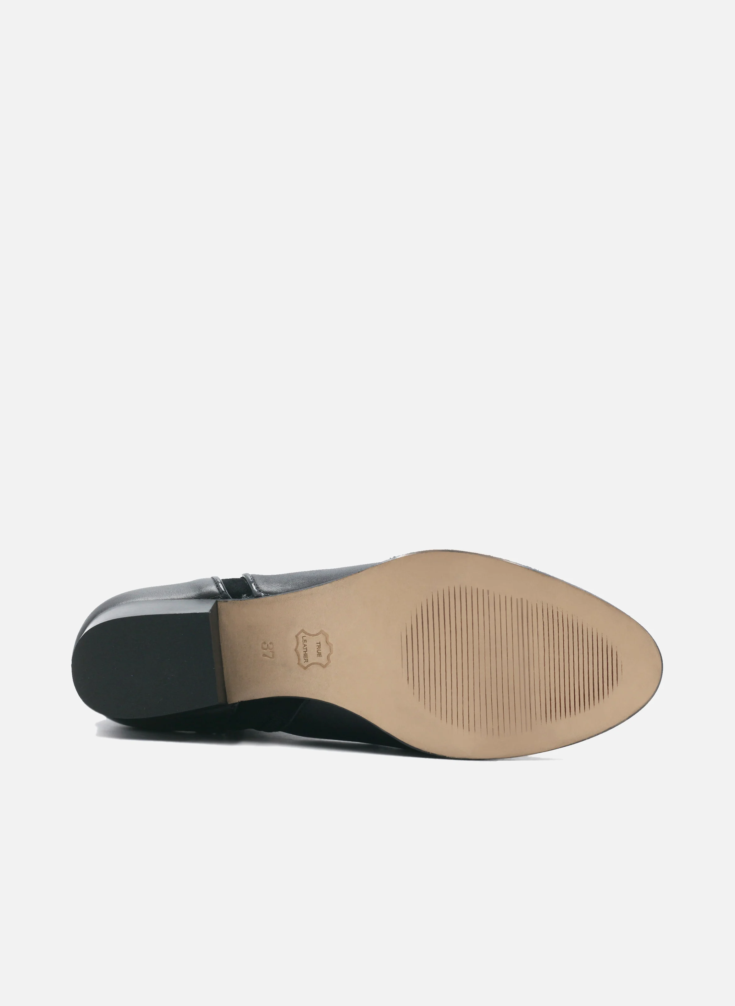 Bottine moyen talon cuir lisse | Noir